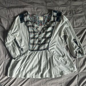 Anthropologie Boho 3/4 sleeve top